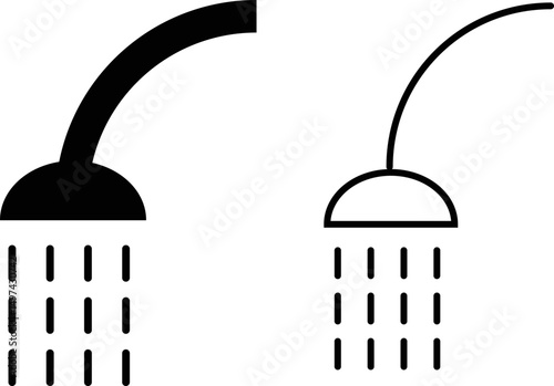 shower icon set. Bathroom hygiene symbol. contain bathroom. washroom sign. shower icons.  freestanding bathtub. Bathing sign
