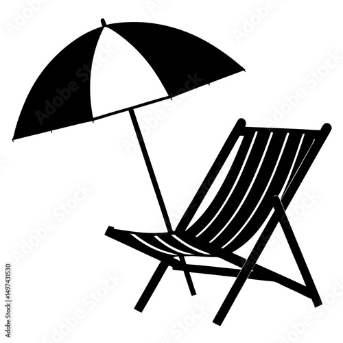 beach chair and umbrella