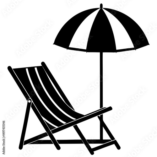 beach chair and umbrella