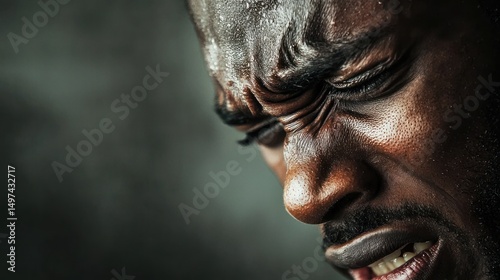A close-up of a manâ€™s face showing emotion during a dramatic moment.