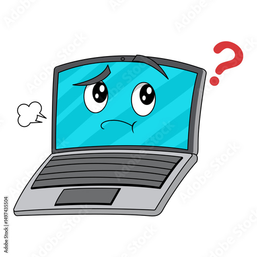 cartoon illustration of laptop with various expressions