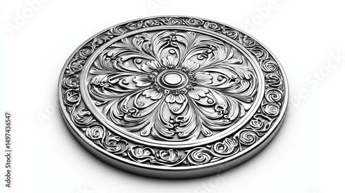 Metal engraving isolated on white background