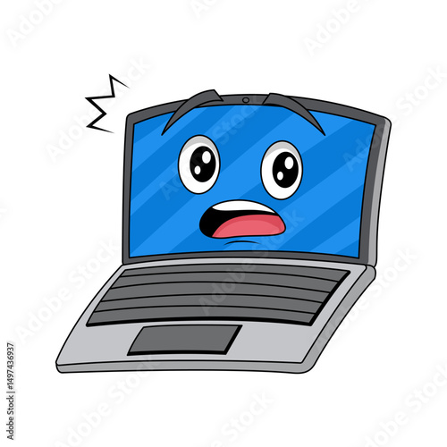 cartoon illustration of laptop with various expressions