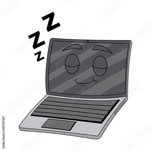 cartoon illustration of laptop with various expressions
