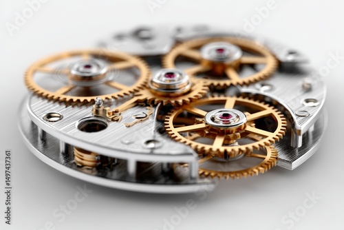 Wallpaper Mural Intricate mechanism of a mechanical watch showcasing golden gears and fine craftsmanship in a close-up view Torontodigital.ca