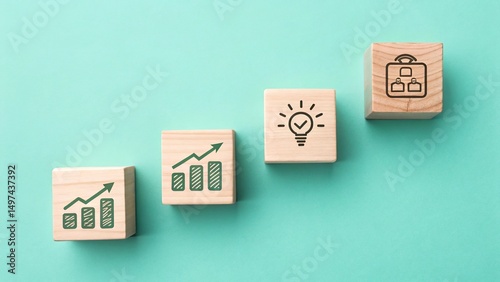 Real Estate icons on wooden blocks new 