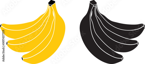banana icon banana bunch black silhouette vector illustration 