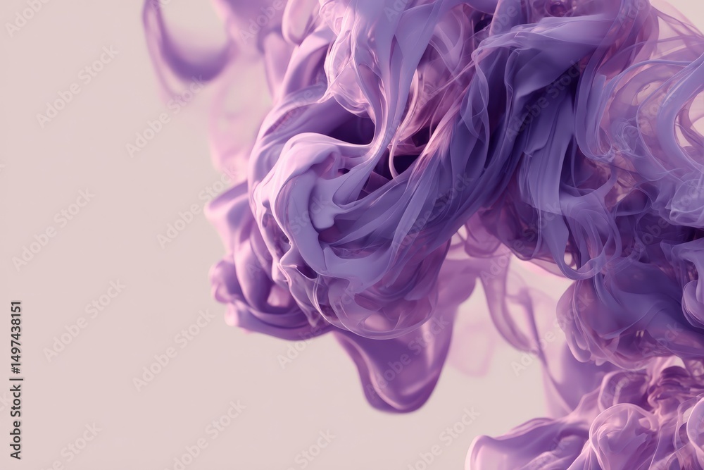Fototapeta premium Colorful swirling smoke creates ethereal patterns on a soft background during a creative artistic exploration