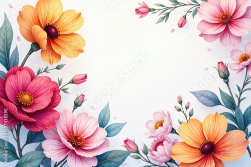 Overlapping watercolor style floral design No visible breaks , brushstroke, soft, blossom