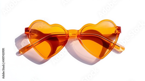 peach heart-shaped sunglasses with a heart shape, isolated on a white background
