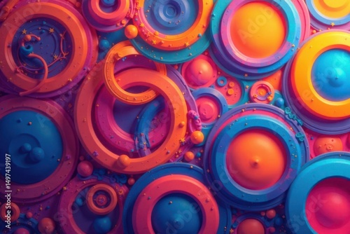 Interlocking circles creating a flowing, organic pattern , abstract, dynamic