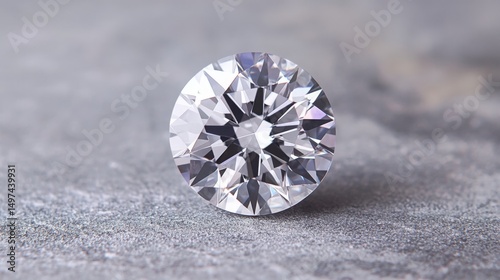 real loose brilliant round diamond side view on grey background 
