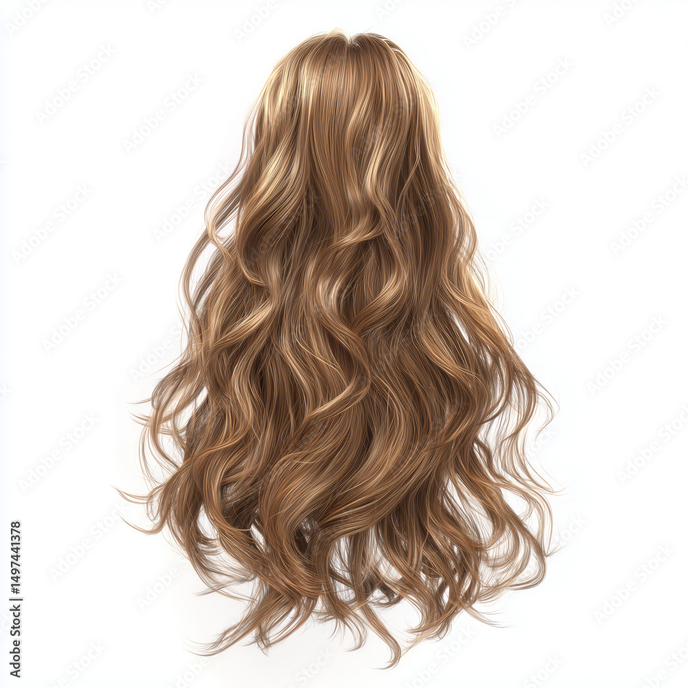 Fototapeta premium Stunning Wavy Brown Hair , isolated on white background png