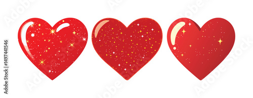 Strawberry Hearts Three Red Hearts Image