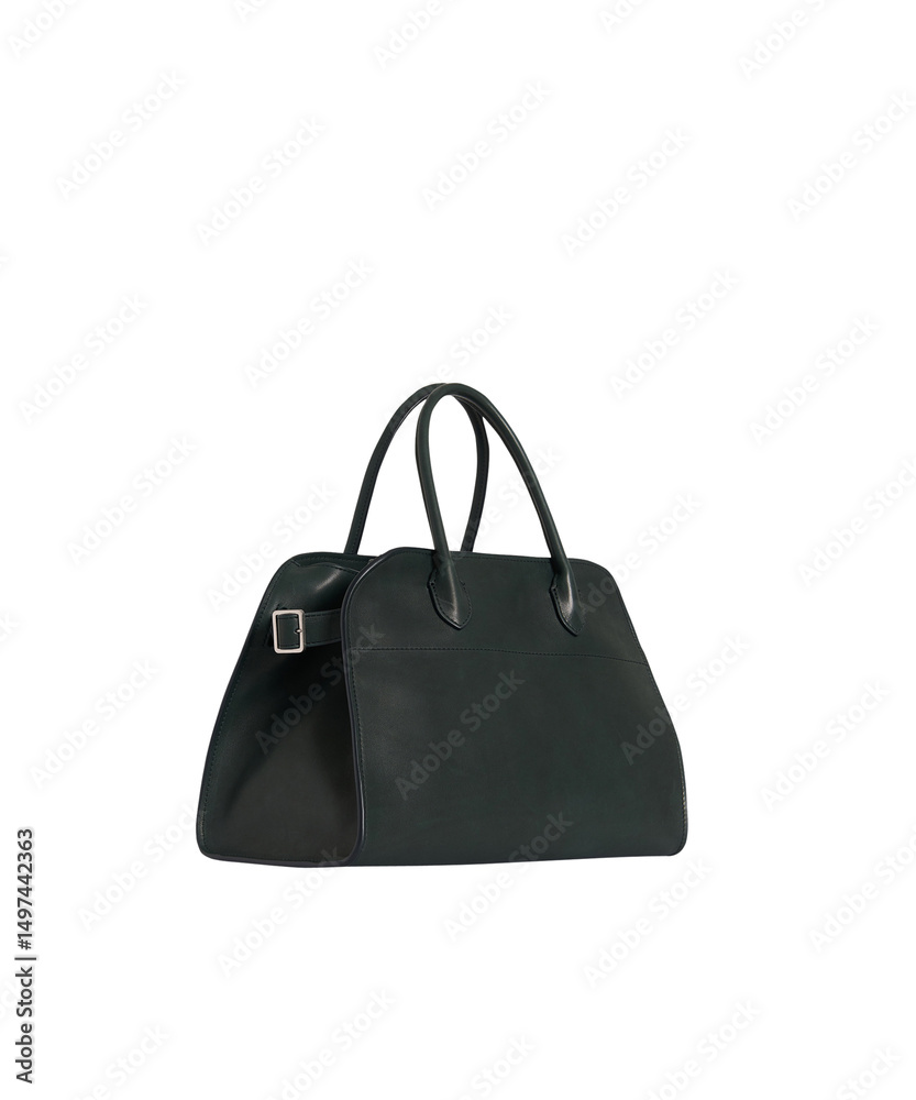 Naklejka premium Women's classic handbag, fashion bag transparent background, fashion purse handbag , Fashionable stylish Shoulder Bag mockup, Black leather woman's bag 