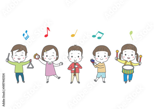 楽器を演奏している子供たち