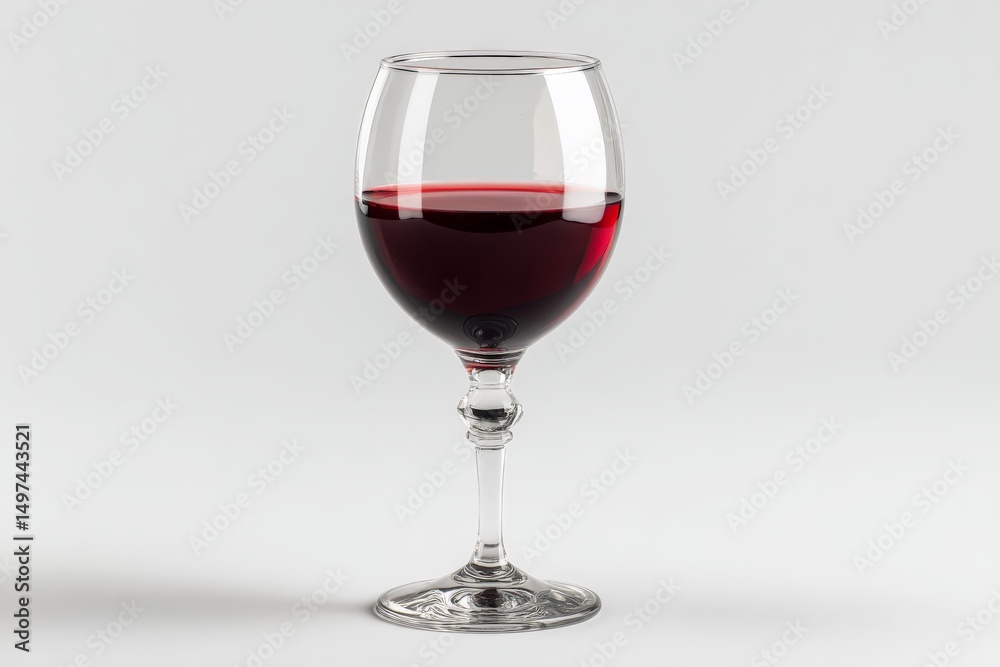 Elegant glass of red wine placed on a neutral background during an intimate gathering at dusk Elegant glass of red wine placed on a neutral background during an intimate gathering at dusk