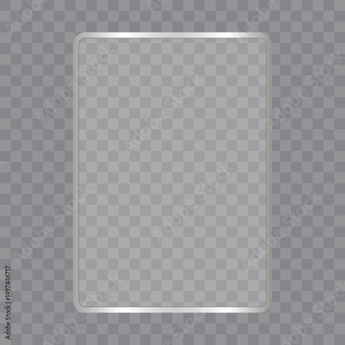 Horizontal shaped glass frame in realistic style isolated on transparent background
