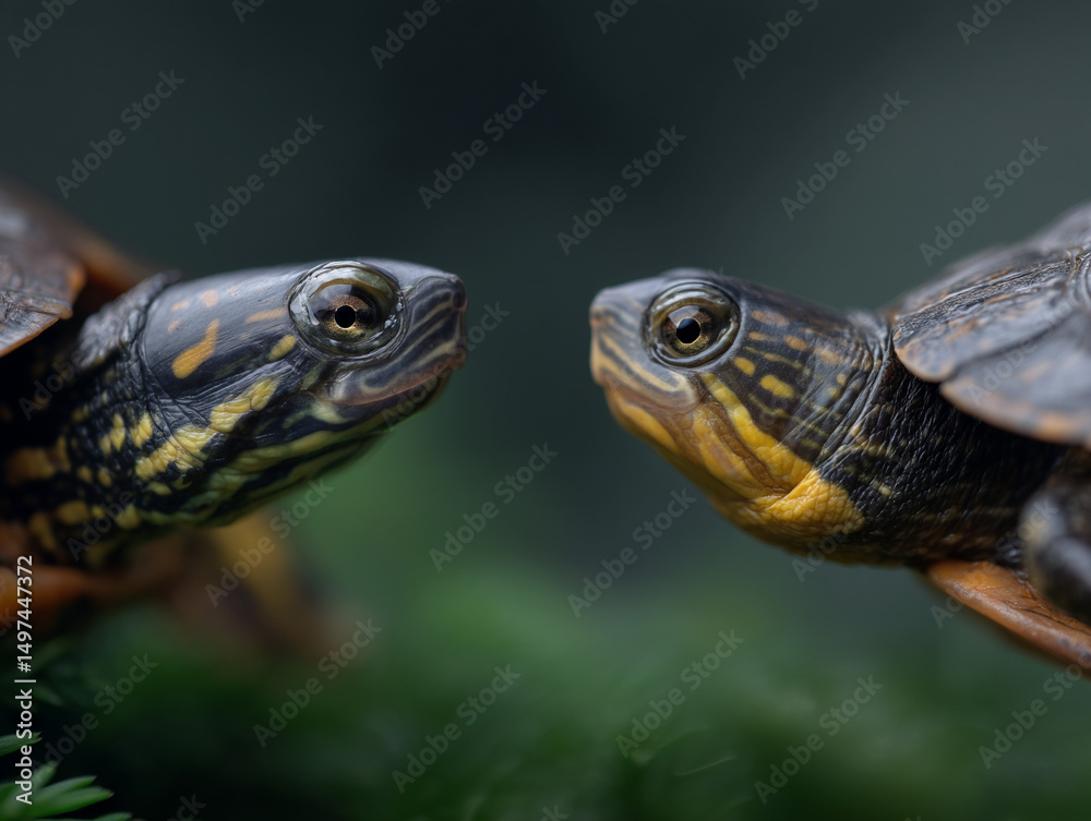 Obraz premium Close up of two turtles.