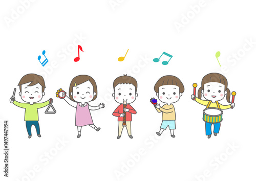 楽器を演奏している子供たち