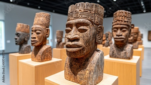 Wooden African Sculptures on Display photo