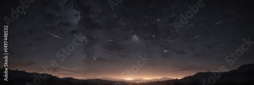 Dark, inky sky ablaze with countless twinkling stars ,  space,  deep space