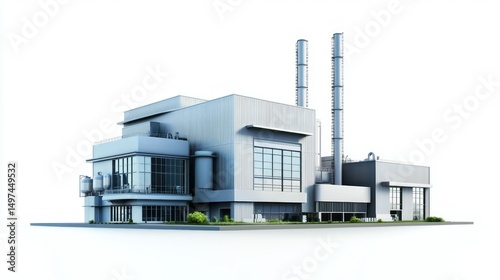 Fototapeta Naklejka Na Ścianę i Meble -  Modern factory isolated on white background