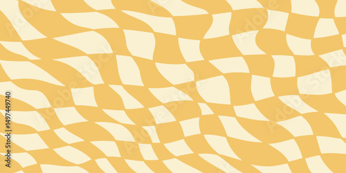 Twisted distorted checkered retro groovy pattern