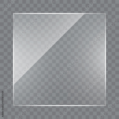 Square shaped glass frame in realistic style isolated on transparent background