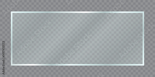 Horizontal shaped glass frame in realistic style isolated on transparent background
