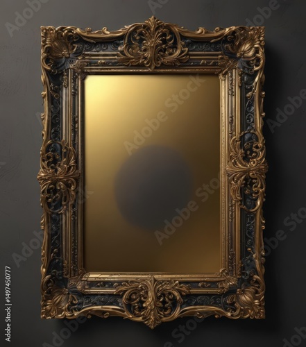 Black & gold ornate frame, shimmering accents,  frame,  illustration