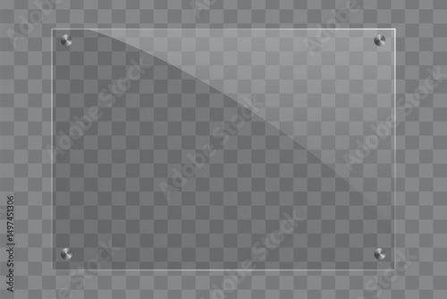Horizontal shaped glass frame in realistic style isolated on transparent background