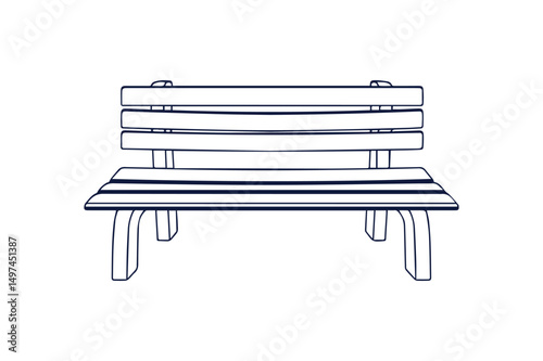Vintage wooden bench clip art silhouette vector art illustration on a white background