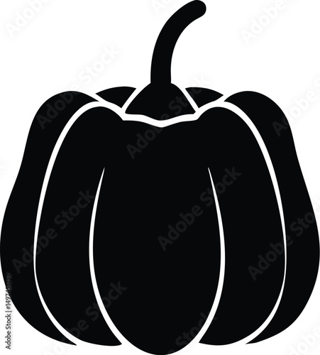 Simple silhouette showcases a plump pumpkin against a white backdrop, isolated and perfect