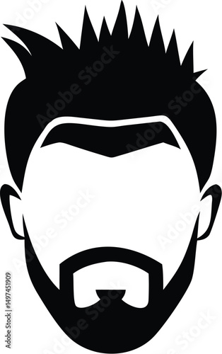 Silhouette portrait shows a faceless man with a beard and spiky hair over transparent