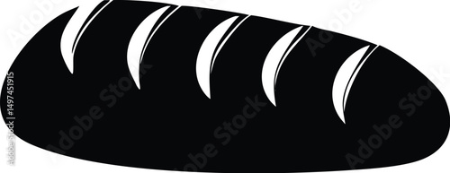 A loaf of freshly baked bread is shown in simple black silhouette