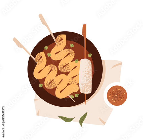Asian cuisine. Japanese and Chinese food. Flat vector illustration.