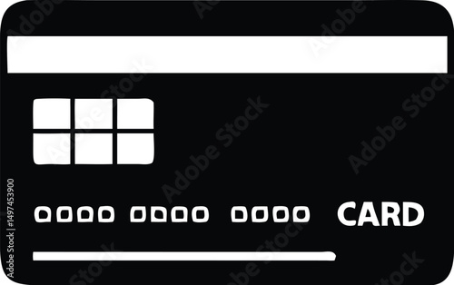 A black credit card icon displays dummy data on a white background