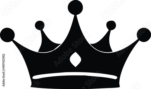 An ornate regal crown stands out dramatically in solid black against a transparent backdrop