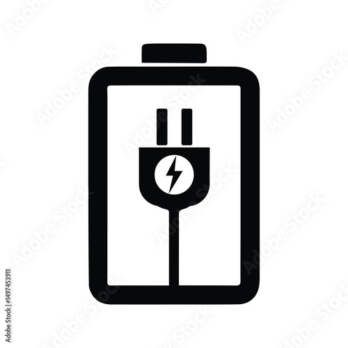 Battery Icon. Battery Indicator Illustration With Plug Symbol. Battery Charged Sign.
