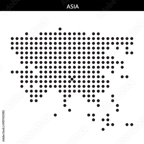 Outline of Asia depicted with dots