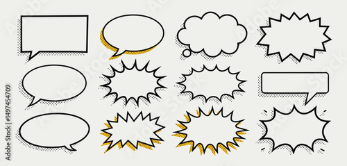Comic Book Style Speech Bubbles and Thought Bubbles Set