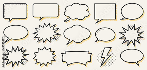 Collection of Retro Comic Book Speech Bubbles and Shapes