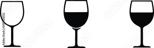Colorful Wine Glass Silhouettes – Vector Icon Set

