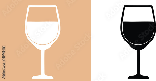 Colorful Wine Glass Silhouettes – Vector Icon Set

