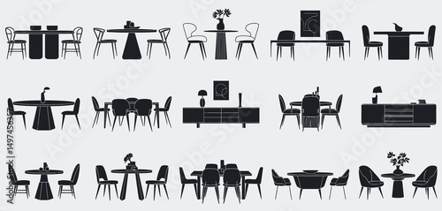 Collection of Modern Dining Room Furniture Silhouettes