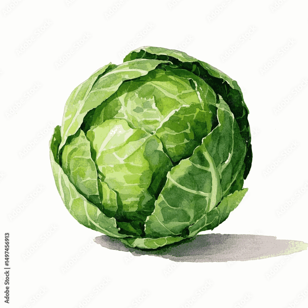 Fototapeta premium Tiny Harvest in Flow brussels sprouts isolated watercolor vector illustration svg