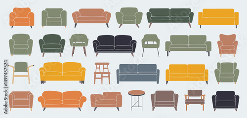 Collection of Modern Sofa and Armchair Illustrations