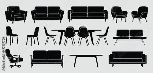 Collection of Mid Century Modern Furniture Silhouettes