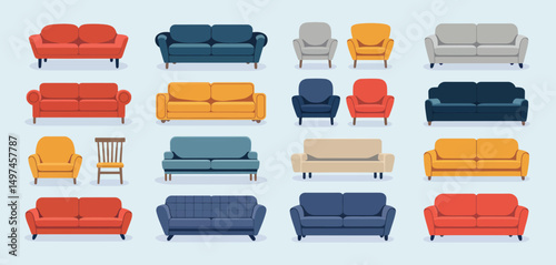Collection of Colorful Modern Sofas and Armchairs